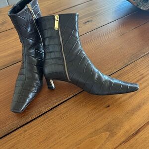 Michael Kors Croc-Embossed Brown Boots